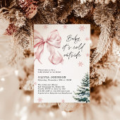 冬のベビーシャワー、ピンクのリボン It's Cold Outside 招待状