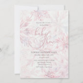 冬のベビーシャワー 女の子 ピンクの雪の結晶 招待状 (正面)