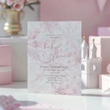 冬のベビーシャワー 女の子 ピンクの雪の結晶