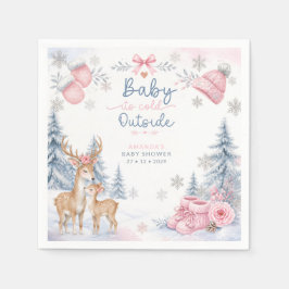 冬のベビーシャワー 森の鹿 Baby It's Cold Outside スタンダードカクテルナプキン