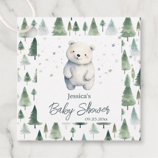 冬のベビーシャワー Bearly Wait フェイバータグ (正面)