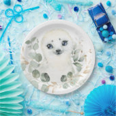 冬のベビーシールグリーンリー金ゴールドリース誕生日 ペーパープレート (パーティー)