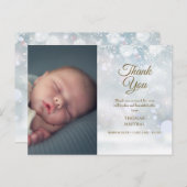 冬のベビースノーフレークサンキューフォト誕生  案内ポストカード (正面/裏面)