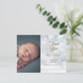 冬のベビースノーフレークサンキューフォト誕生  案内ポストカード (スタンド正面)