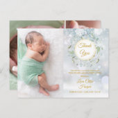 冬のベビーフォトコラージュフローラありがとう誕生 案内ポストカード (正面/裏面)