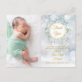 冬のベビーフォトコラージュフローラありがとう誕生 案内ポストカード (正面)
