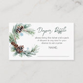 冬のベビーベビーシャワーパインリースおむつラッフル エンクロージャーカード (正面)