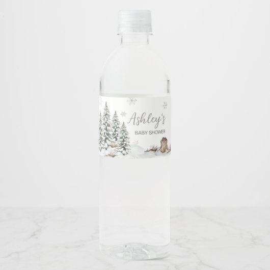 冬のベビーベビーシャワー外は寒い ペットボトルラベル (正面)
