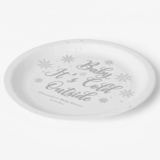 冬のベビーベビーシャワー外は寒い ペーパープレート (アングル)