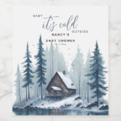 冬のベビーベビーシャワー外は寒い ワインラベル (シングルラベル)