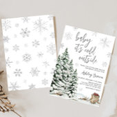 冬のベビーベビーシャワー外は寒い 招待状