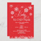 冬のベビーベビーシャワー外は寒い 招待状 (正面/裏面)