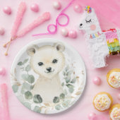 冬のベビーポーラベアユーカリ緑の金ゴールド ペーパープレート (パーティー)