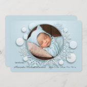 冬のベビー写真誕生の発表 案内状 (正面/裏面)