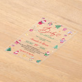 冬のベビー冷たい水の色ベビーシャワー アクリル招待状 (レイダウン)