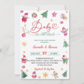 冬のベビー冷たい水の色ベビーシャワー 招待状 (正面)