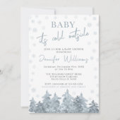 冬のベビー外のシャワーの招待は寒い 招待状 (正面)