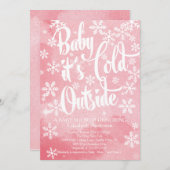 冬のベビー外の女の子の赤ちゃんシャワーが寒い 招待状 (正面/裏面)