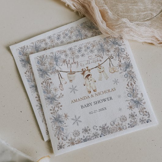 冬のベビー外の赤ちゃんシャワーが寒い スタンダードカクテルナプキン