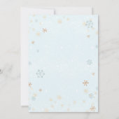 冬のベビー外は冷たいシャワー金ゴールド 凍ってい 招待状 (裏面)