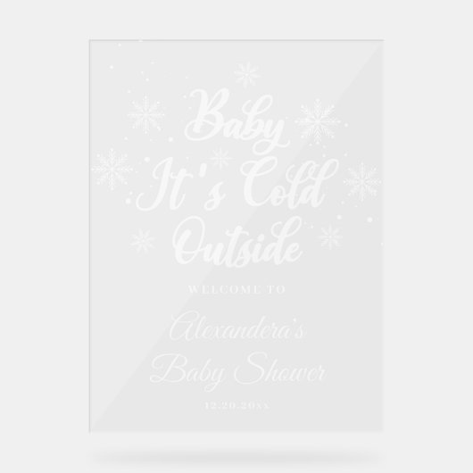 冬のベビー外は寒いベビシャワーへようこそ アクリルサイン (正面)