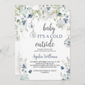 冬のベビー寒い外のシャワー招待状 招待状 (正面/裏面)