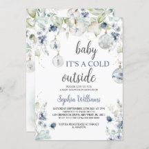 冬のベビー寒い外のシャワー招待状