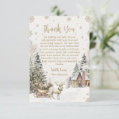 冬のベビー寒い、雪の結晶ベビーシャワー サンキューカード (スタンド正面)