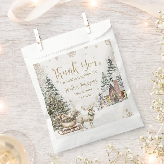 冬のベビー寒い、雪の結晶ベビーシャワー フェイバーバッグ (クリップ留めされた状態)