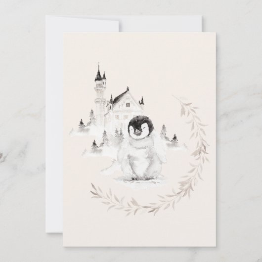 冬のベビー木の外は冷霜の降りたたい 招待状 (裏面)