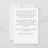 冬のベビー赤ちゃんシャワーパインリースサンキューカード 招待状 (裏面)