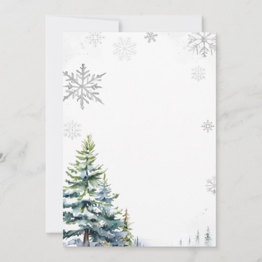 冬のベビー銀色のベビーシャワー外は寒い 招待状 (裏面)