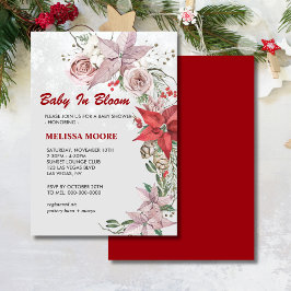 冬のベビー開花ピンクフローラ赤ポインセチア 招待状