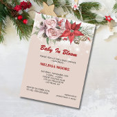 冬のベビー開花ピンクフローラ赤ポインセチア 招待状