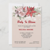 冬のベビー開花ピンクフローラ赤ポインセチア 招待状 (正面)