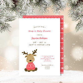 冬のベビー鹿ドロップイン赤ちゃんシャワー 招待状