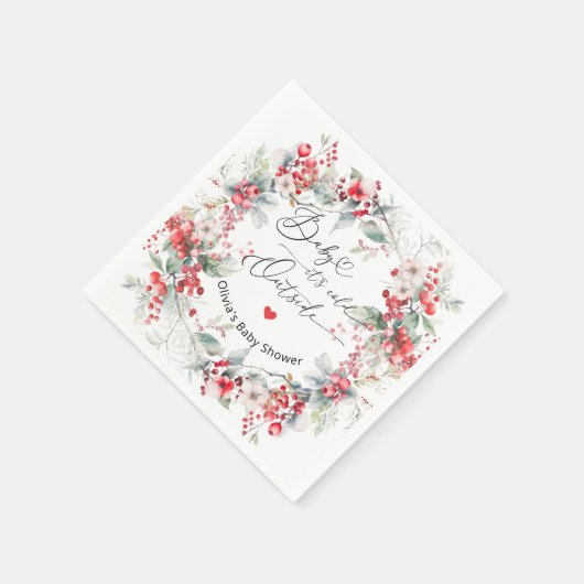 冬のベリエレガントーベビーシャワー スタンダードカクテルナプキン (角)