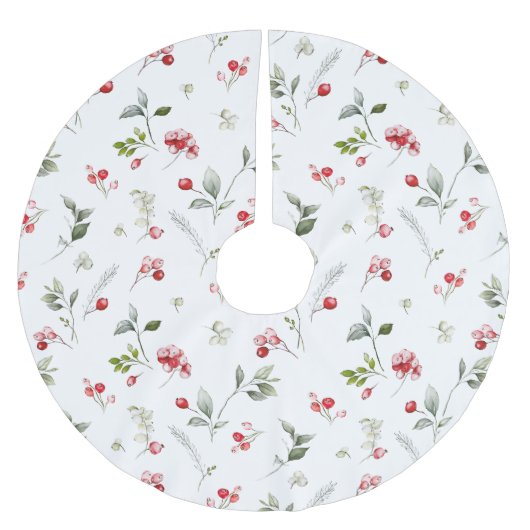 冬のベリーの植物木のスカート ブラッシュドポリエステルツリースカート (正面)