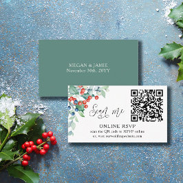 冬のベリーの結婚式ウェブサイト オンラインRSVP QRコード エンクロージャーカード