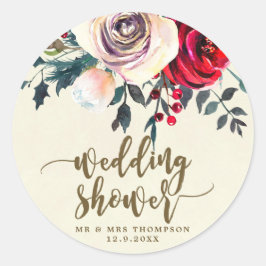 冬のベリーウェディングシャワーのクリスマス ラウンドシール