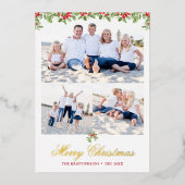 冬のベリーガーランド3写真クリスマスグリーティング 箔シーズンカード (正面)