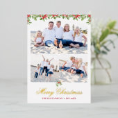 冬のベリーガーランド3写真クリスマスグリーティング 箔シーズンカード (立ち正面)