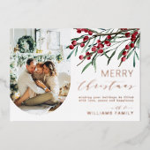 冬のベリースクリプトクリスマスワンフォトアーチ 箔シーズンカード (正面)