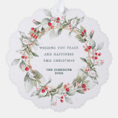 冬のベリー家族の写真 オーナメントカード (裏面)