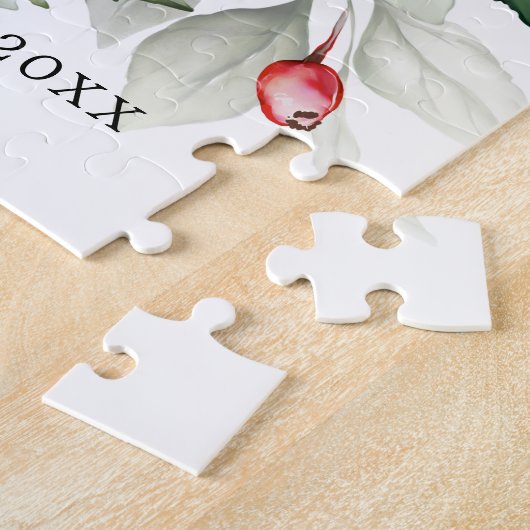 冬のベリー家族の写真 ジグソーパズル (側面)