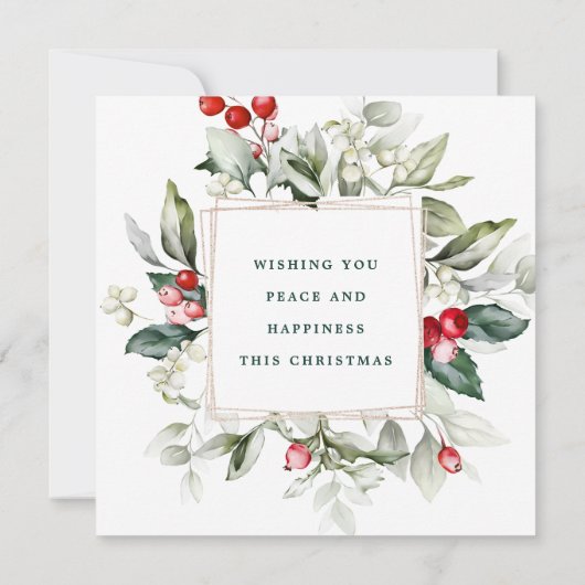 冬のベリー家族の写真 招待状 (裏面)