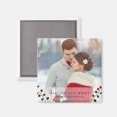 冬のベリー結婚したとフォトメリーマグネット マグネット (正面/裏面)