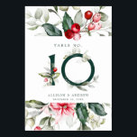 冬のベリー |テーブル番号10 テーブルナンバー<br><div class="desc">この繊細な水色の緑は縁ど、明るい白に伝統的クリスマスカラー、森の緑、オリーブグリーン、クランベリーの赤を持つ。テーブル番号は森の緑の中央に赤い果実と緑で紹介されている。残りの結婚詳細は真下にある。すべての文字は、イベントのニーズに合わせて編集できる。Winter Berry Collectionの他のアイテムとの座標。</div>