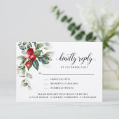 冬のベリー |親切な返信 |食事のオプションRSVP 出欠カード (スタンド正面)