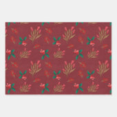 冬のベリー – 赤 ラッピングペーパーシート (正面)